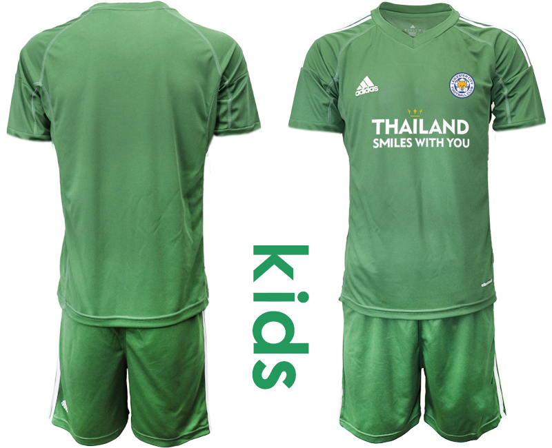 Youth 2020-2021 club Leicester City green goalkeeper blank Soccer Jerseys1